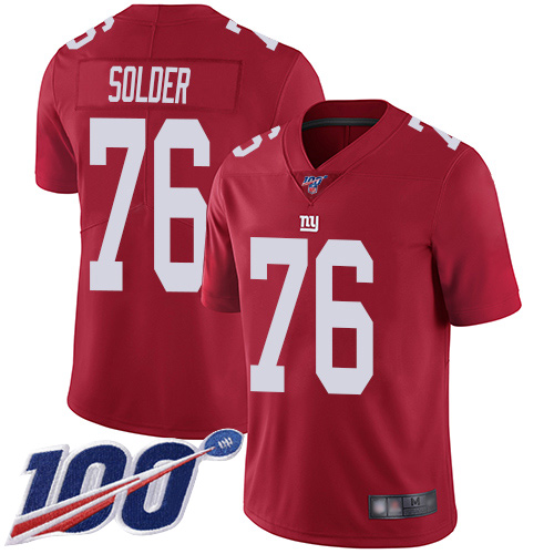 Men New York Giants 76 Nate Solder Red Limited Red Inverted Legend 100th Season Football NFL Jersey
